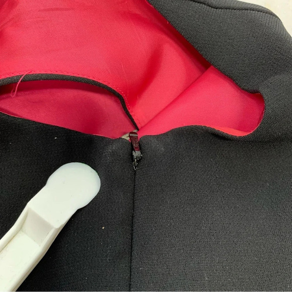 Vintage Sara Spencer Dress 10 Black Pink Embroidery Floral Cocktail Event Career - Picture 7 of 11